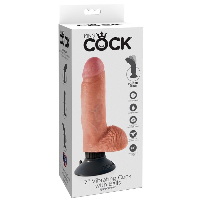 Vibrierender realistischer Dildo mit Hoden – Natur – 17,78 cm – Bild 7