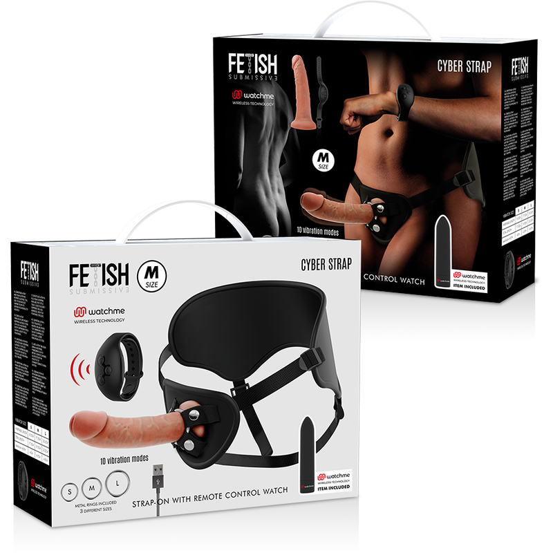 Cyber Strap – Vibrierender Strap-on-Harness mit WatchMe-Fernbedienung – Größe M – Bild 15
