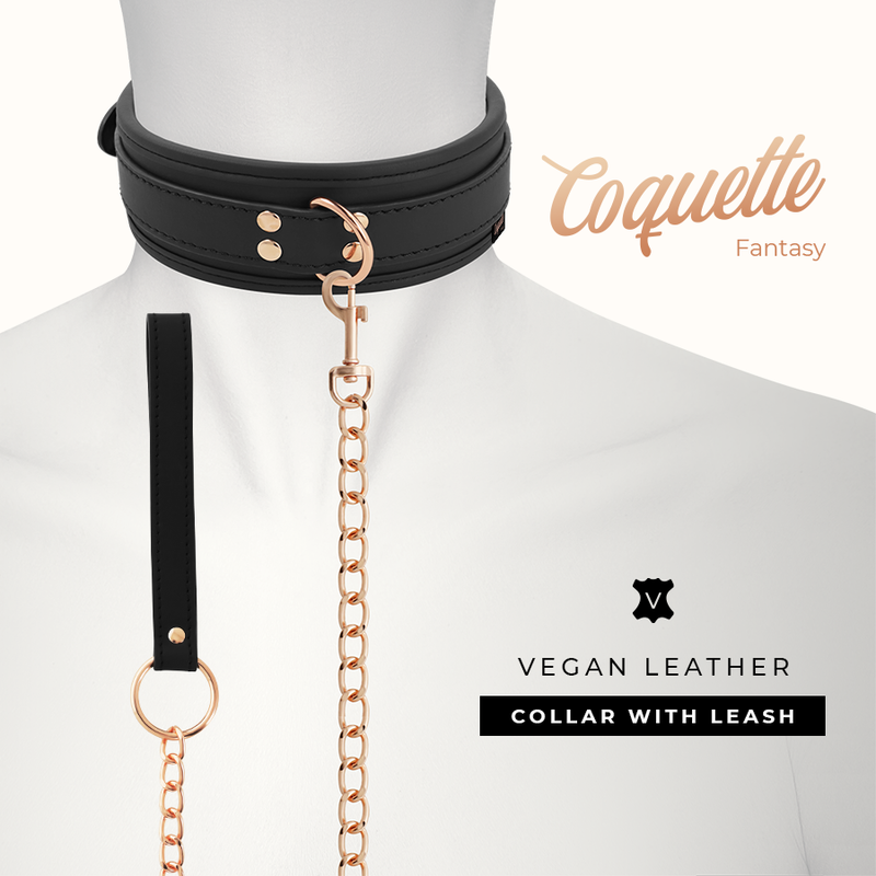 Fantasy – Halsband aus veganem Leder mit Leine – Bild 2