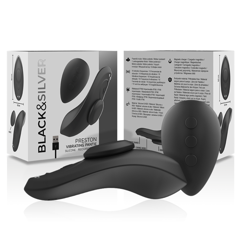 Preston Wiederaufladbarer Silikon-Vibrator-Pantie – Schwarz – Bild 6
