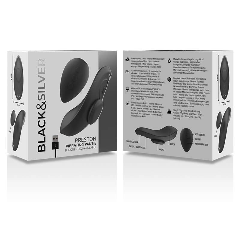 Preston Wiederaufladbarer Silikon-Vibrator-Pantie – Schwarz – Bild 7