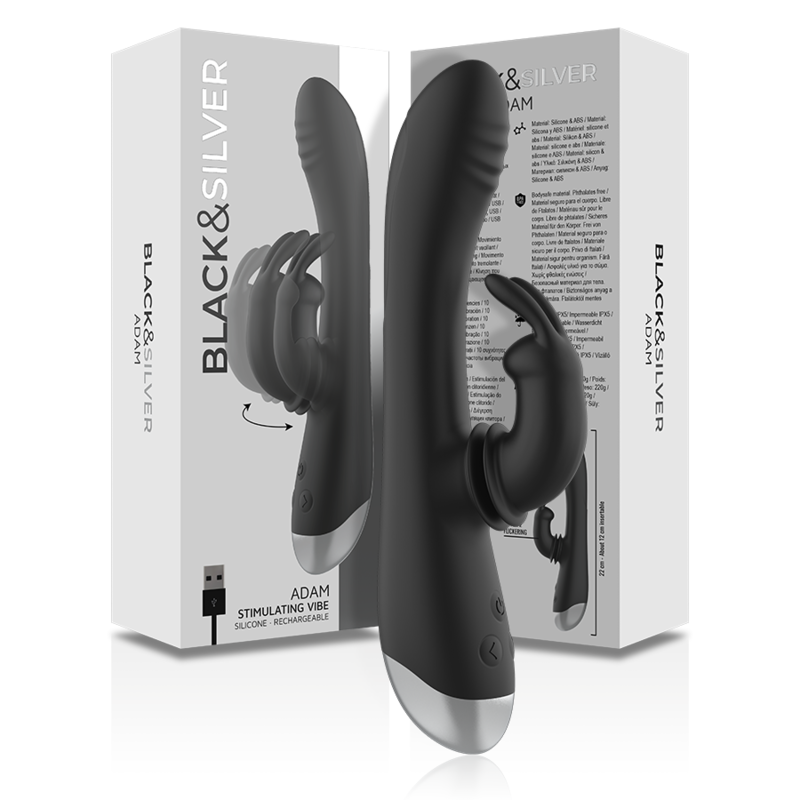 Dj. Adam Wiederaufladbarer Silikon-Rabbit-Stimulator – Schwarz – Bild 9