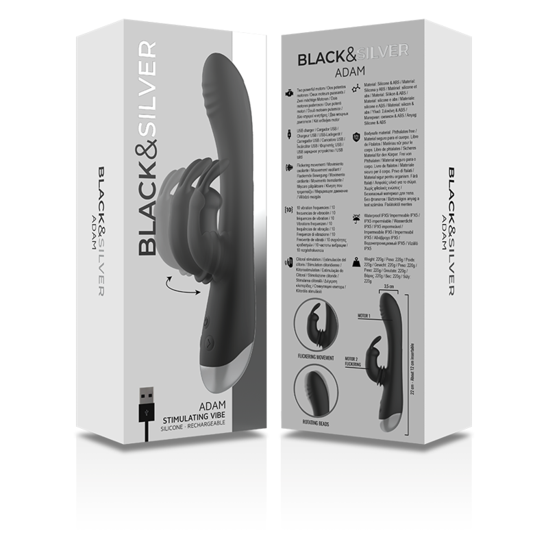 Dj. Adam Wiederaufladbarer Silikon-Rabbit-Stimulator – Schwarz – Bild 10