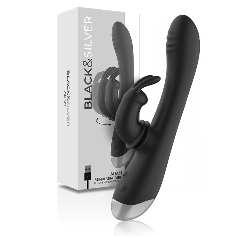 Dj. Adam Wiederaufladbarer Silikon-Rabbit-Stimulator – Schwarz