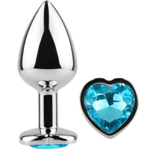 Analplug aus Metall, Blaues Herz, Kleine Größe 7 cm