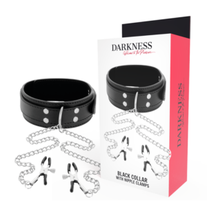 Halsband mit Nippelklemmen – Schwarz