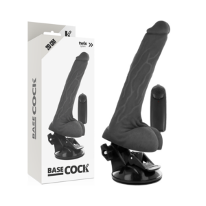 Realistischer Vibrator mit Fernbedienung mit Hoden – Schwarz – 20 cm – 4 cm