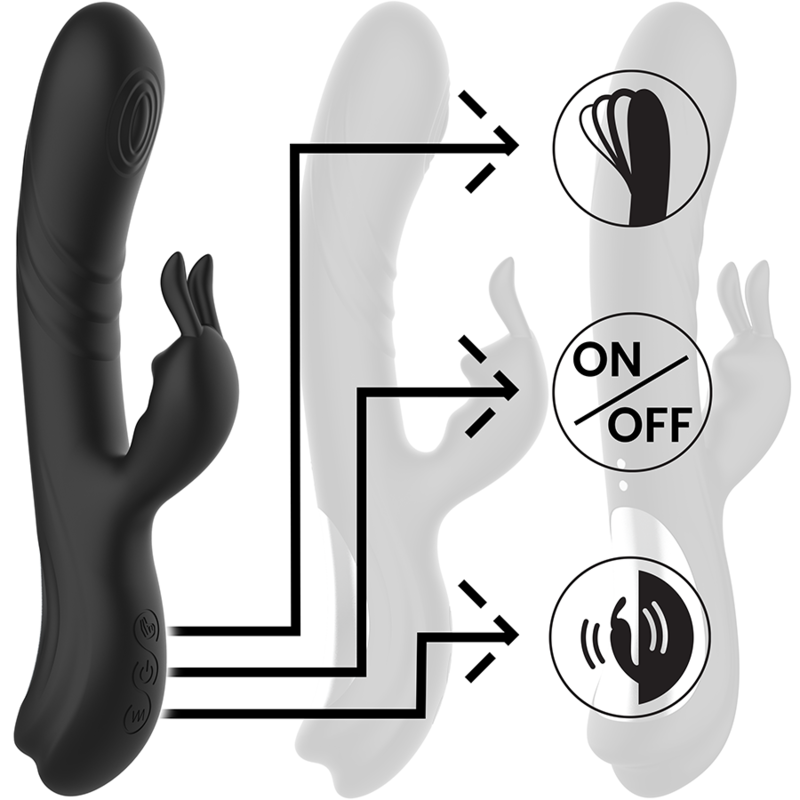 Jamie Wiederaufladbarer Silikon-Kaninchenstimulator – Schwarz – Bild 5