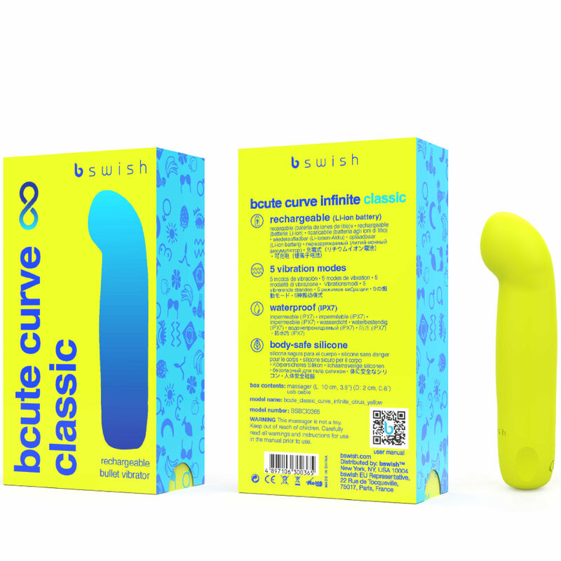 Bcute Curve Infinite Klassischer Wiederaufladbarer Silikonvibrator Gelb – Bild 3