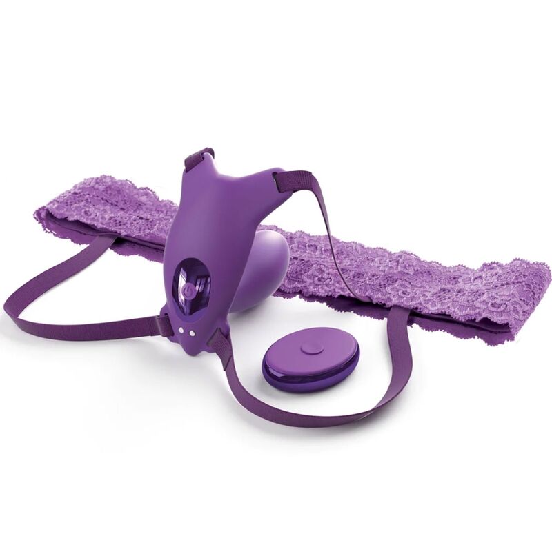 Butterfly G-Spot – Vibrierender Strap-on-Harness mit Fernbedienung – Lila