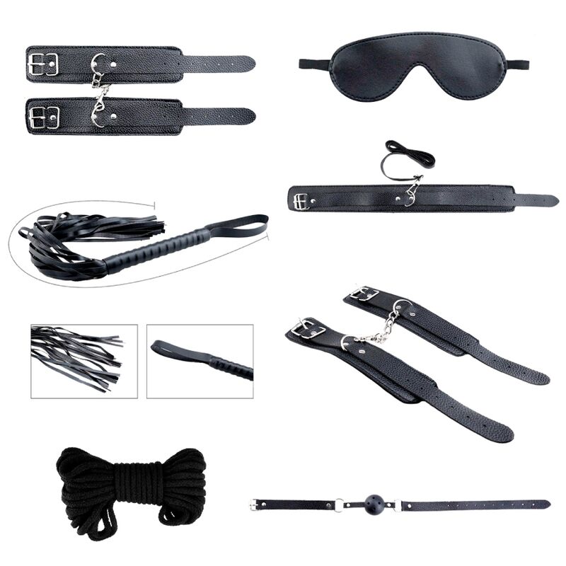 Secret Desires – BDSM-Set, 7-teilig – Schwarz