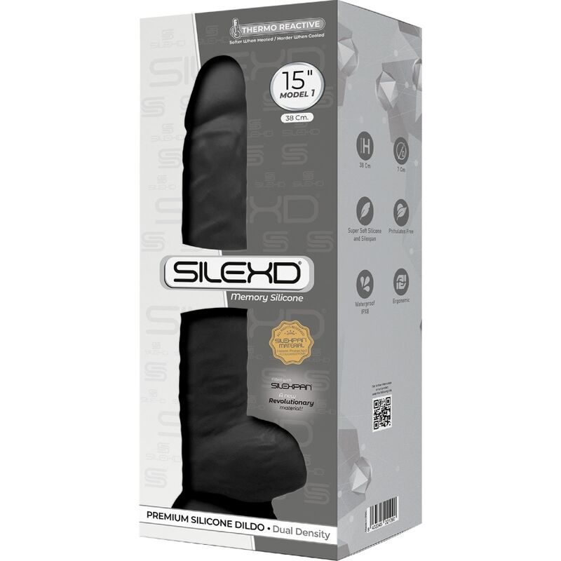 Model 1 Penis Silexpan – Realistischer Dildo – Schwarz – 38 cm – Bild 3