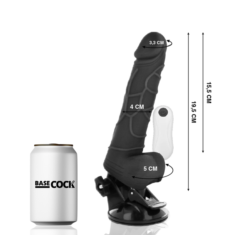 Realistischer Vibrator mit Fernbedienung mit Hoden – Schwarz – 19,5 cm – 4 cm – Bild 2