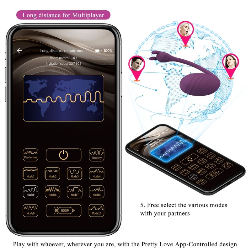 Catalina – Vibrationsei mit App-Steuerung und Fernbedienung – Lila – Bild 18
