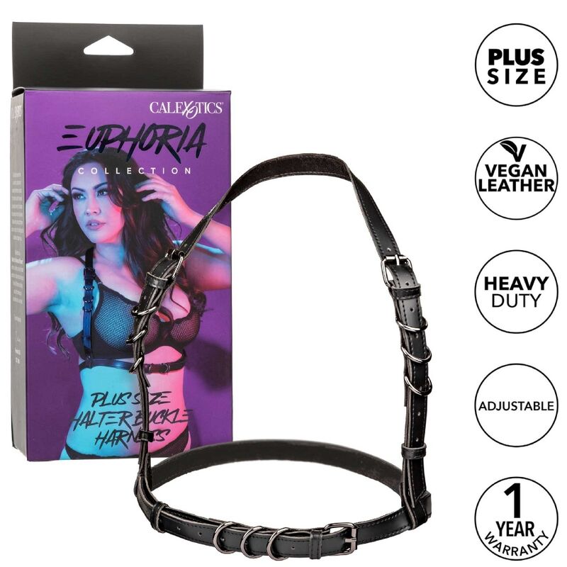 Euphoria Plus Size Halter Buckle Harness – Schwarz – Bild 3