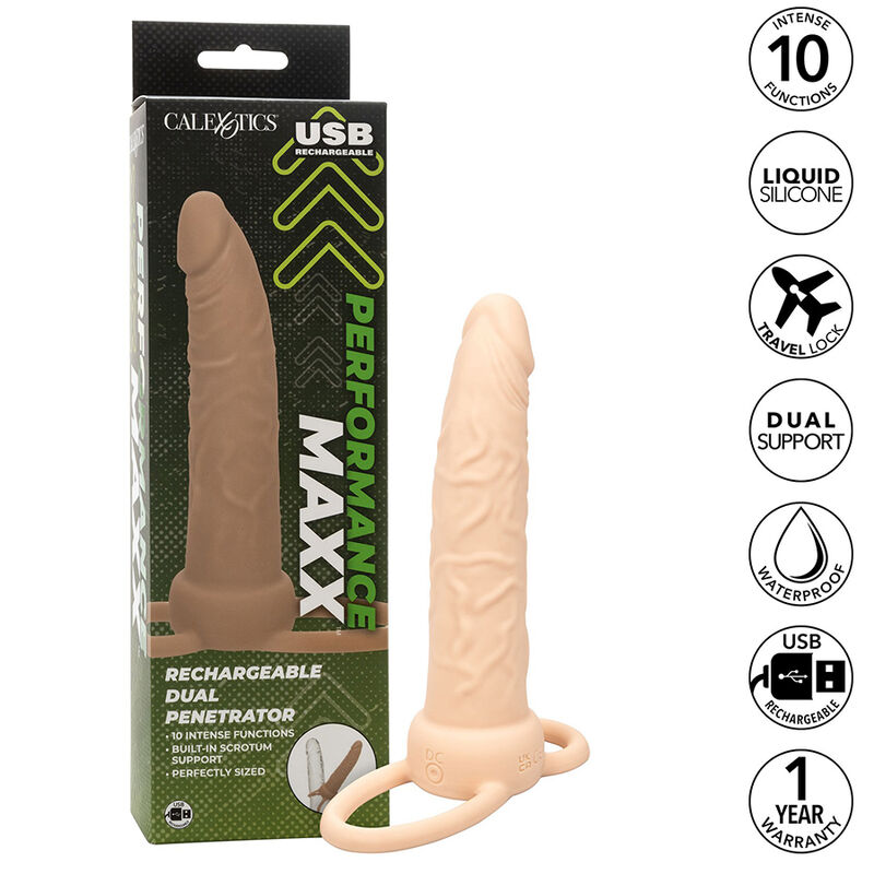 Performance Maxx Wiederaufladbarer Dual Dildo, Helle Haut – Bild 3