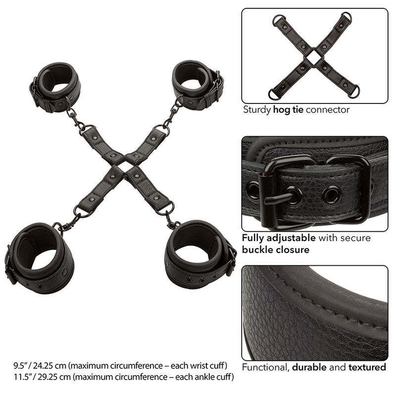 Nocturnal Hog-Tie-Fessel Connector Cuero Einstellbar – Schwarz – Bild 4