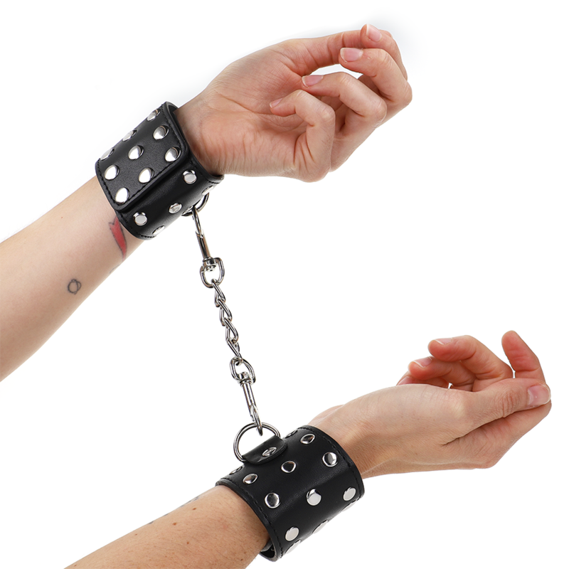 Handgelenkmanschetten mit Nieten – Schwarz – verstellbar – 19–24 cm × 5,5 cm