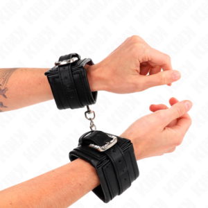 Handgelenkmanschetten mit Strass-Schnalle – Schwarz – verstellbar – 25–32 cm × 5,5 cm