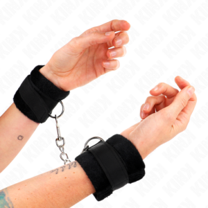 Plüsch-Handschellen – Schwarz – 30 × 7 cm
