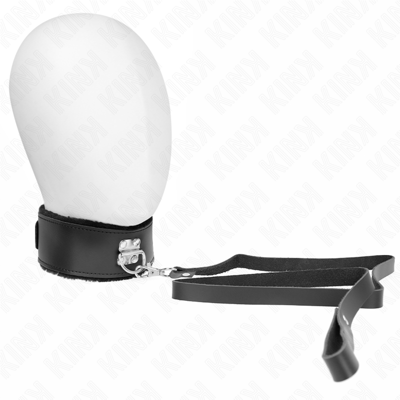 Halsband – aus Leder – Schwarz – verstellbar – 40–48 cm × 6 cm