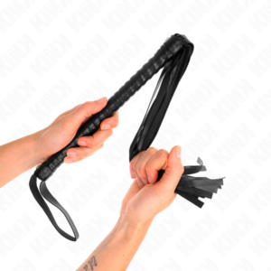 Peitsche mit strukturiertem Griff – Schwarz – 48,5 cm