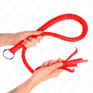 Schlangenpeitsche mit Handring – Rot – 65 cm