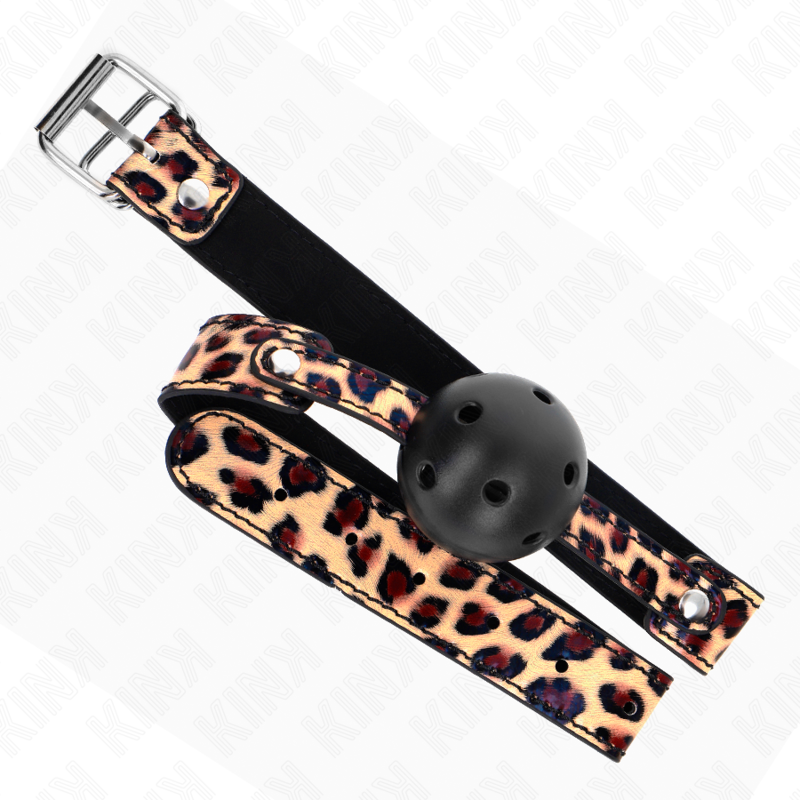 Ballknebel – atmungsaktiv – Leopard – Ball Ø 4,5 cm – Bild 4