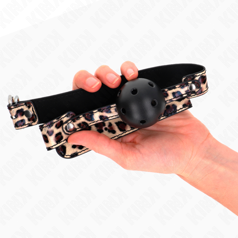 Ballknebel – atmungsaktiv – Leopard – Ball Ø 4,5 cm – Bild 3