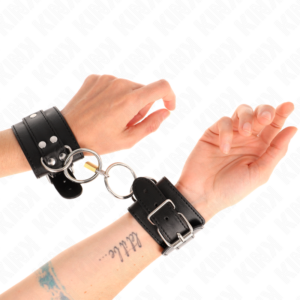 Handgelenkmanschetten mit O-Ring – Schwarz – verstellbar – 20–28 cm × 5,5 cm