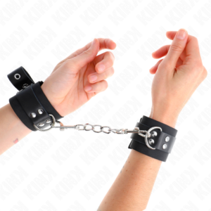 Handgelenkmanschetten – aus Leder – Schwarz – verstellbar – 19–29 cm × 5,1 cm