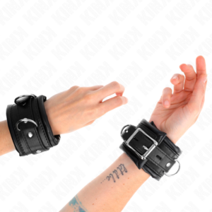 Plüsch-Handschellen – Schwarz – verstellbar – 20–30 cm × 6 cm
