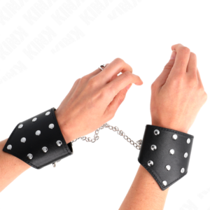 Handgelenkmanschetten mit Kette – Schwarz – verstellbar – 17–23 cm × 8,5 cm