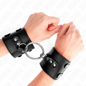 Handgelenkmanschetten mit Nieten – Schwarz – verstellbar – 17–22 cm × 6,5 cm