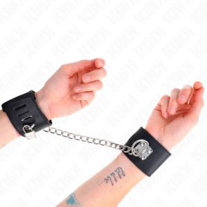 Handgelenkmanschetten mit Kette – Schwarz – verstellbar – 16–23 cm × 5,5 cm