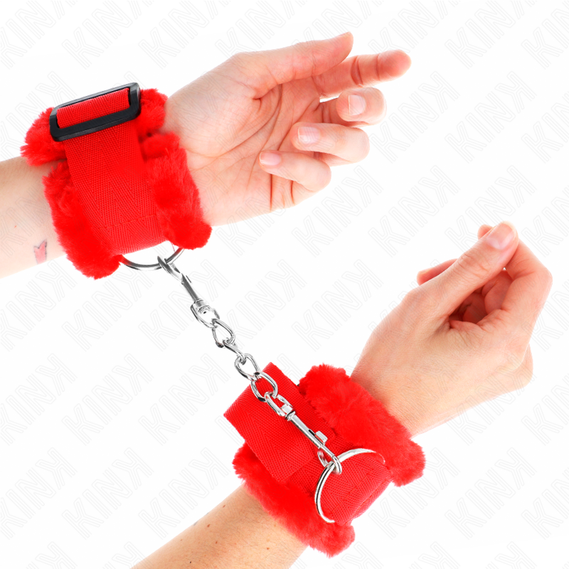 Plüsch-Handschellen – Rot – verstellbar – 17–31 cm × 7 cm