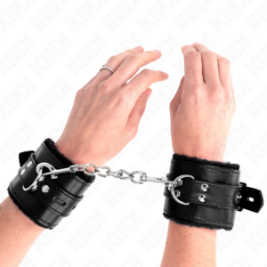 Plüsch-Handschellen – Schwarz – verstellbar – 17–29 cm × 6 cm