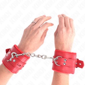 Plüsch-Handschellen – Rot – verstellbar – 17–29 cm × 6 cm