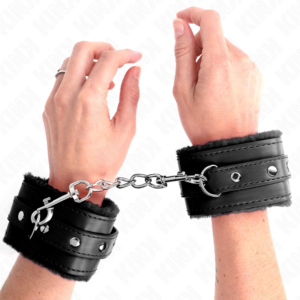 Plüsch-Handschellen – Schwarz – verstellbar – 17–29 cm × 6 cm