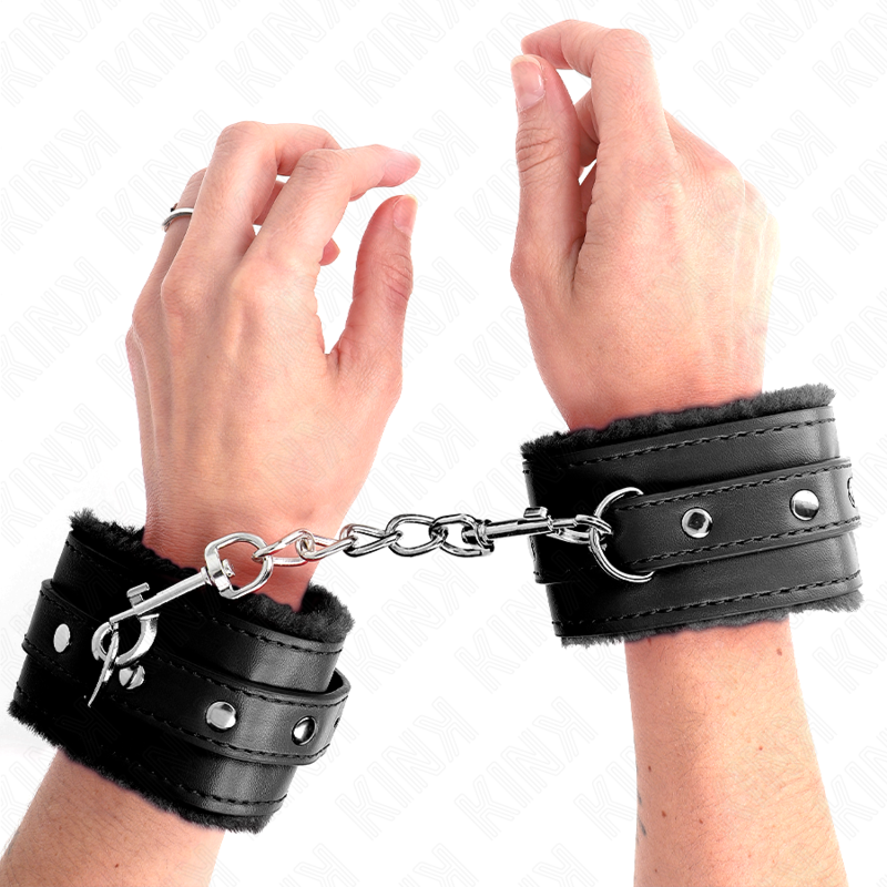 Plüsch-Handschellen – Schwarz – verstellbar – 17–29 cm × 6 cm
