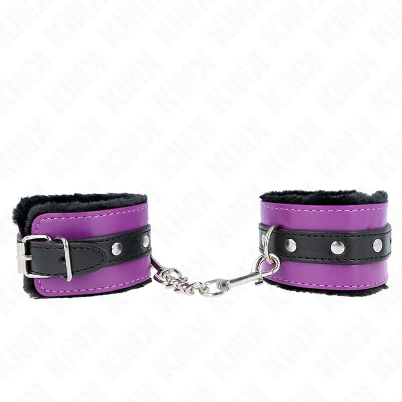 Plüsch-Handschellen – Lila/Schwarz – verstellbar – 17–29 cm × 6 cm – Bild 2