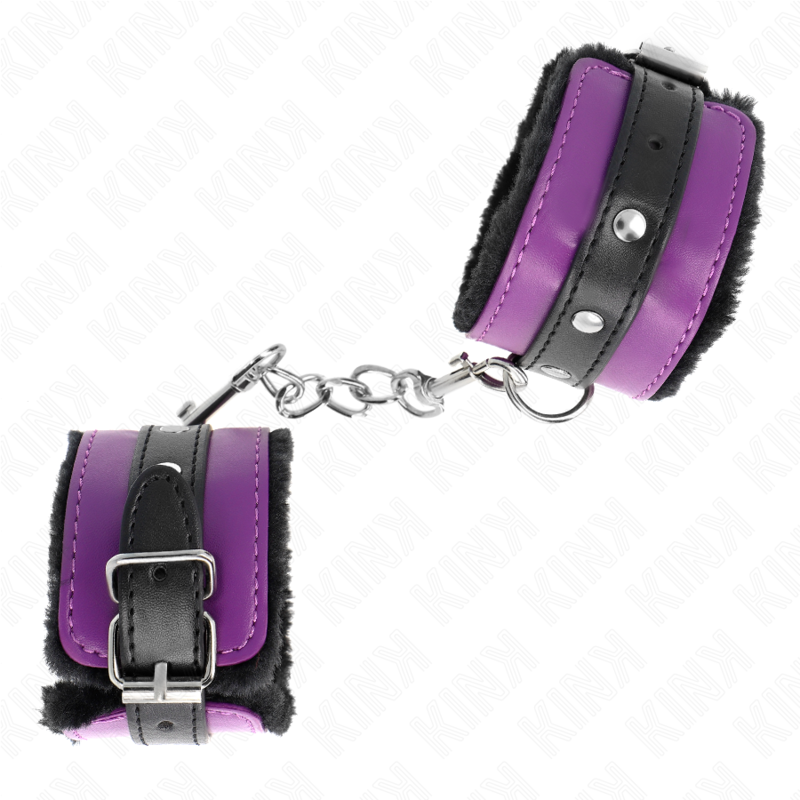 Plüsch-Handschellen – Lila/Schwarz – verstellbar – 17–29 cm × 6 cm – Bild 3
