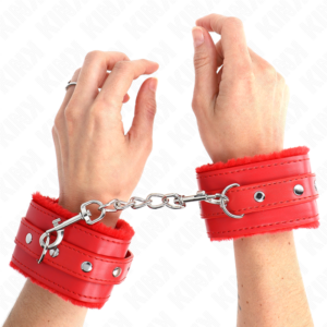 Plüsch-Handschellen – Rot – verstellbar – 17–29 cm × 6 cm