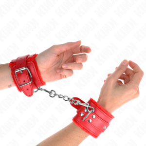 Plüsch-Handschellen – Rot – verstellbar – 17–29 cm × 6 cm