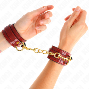 Handgelenkmanschetten mit Kette – Rot – verstellbar – 16,5–26 cm × 4 cm
