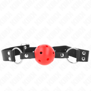Ballknebel – atmungsaktiv, mit Doppelnieten – Rot – Ball Ø 4 cm – verstellbar