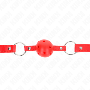 Ballknebel – atmungsaktiv, mit Doppelnieten – Rot – Ball Ø 4 cm – verstellbar