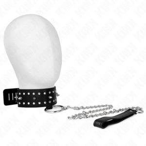 Halsband mit Leine, mit Nieten – Modell 1 – Silber – verstellbar – 36–43 cm × 5 cm