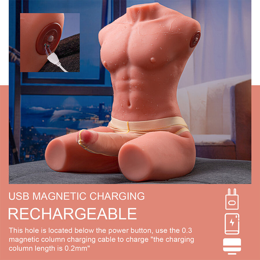 Jason – Realistischer männlicher Halbtorso mit Stoß- und Vibrationsfunktion – 55 cm – Bild 10