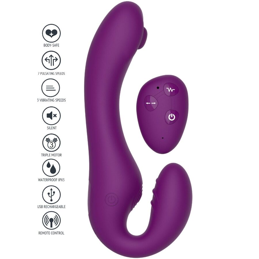 2-in-1 – Strapless Paarvibrator mit Fernbedienung – Lila – Bild 2